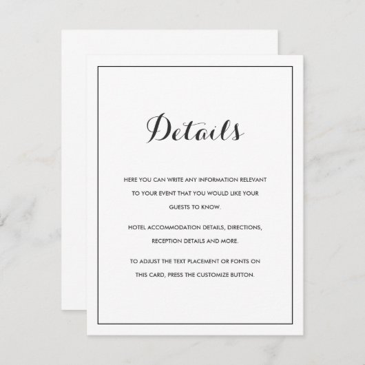 エレガモダンントウェディング詳細カード エンクロージャーカード (正面/裏面)