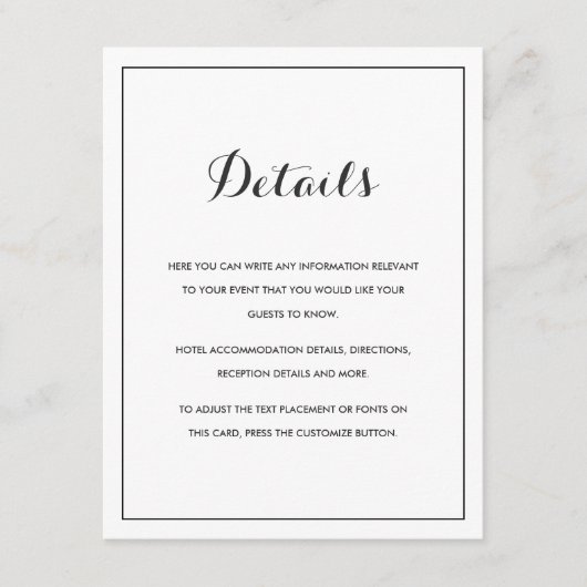 エレガモダンントウェディング詳細カード エンクロージャーカード (正面)