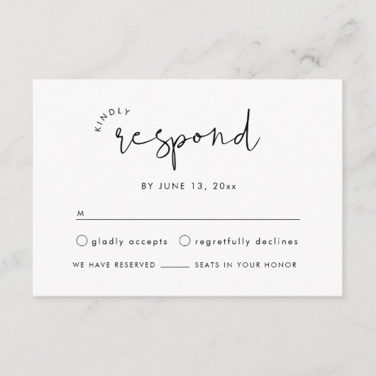 エレガモダンントウェディングRSVPカード エンクロージャーカード (正面)