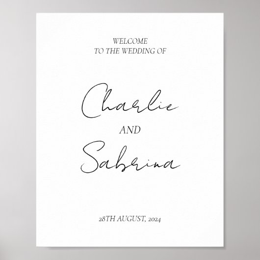 エレガモダンントミニマルウェディングウェルカムサイン ポスター (正面)