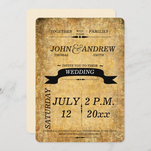 エレガモダンント素朴ウェディング招待状 招待状 (正面/裏面)