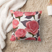 エレガンアテルカラーピンクローズブーケ装飾用クッション クッション (ブランケット)