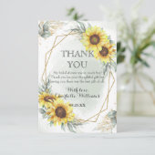 エレガンウォーターカラーサンフラワーグリーンブライダルシャワー サンキューカード (スタンド正面)