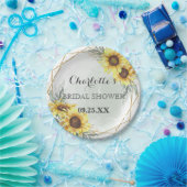 エレガンウォーターカラーサンフラワーグリーンブライダルシャワー ペーパープレート (パーティー)