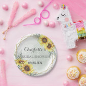 エレガンウォーターカラーサンフラワーグリーンブライダルシャワー ペーパープレート (パーティー)