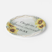 エレガンウォーターカラーサンフラワーグリーンブライダルシャワー ペーパープレート (アングル)