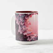 エレガンスのフラッタ：3Dバタフライコーヒーマグ ツートーンマグカップ (正面左)