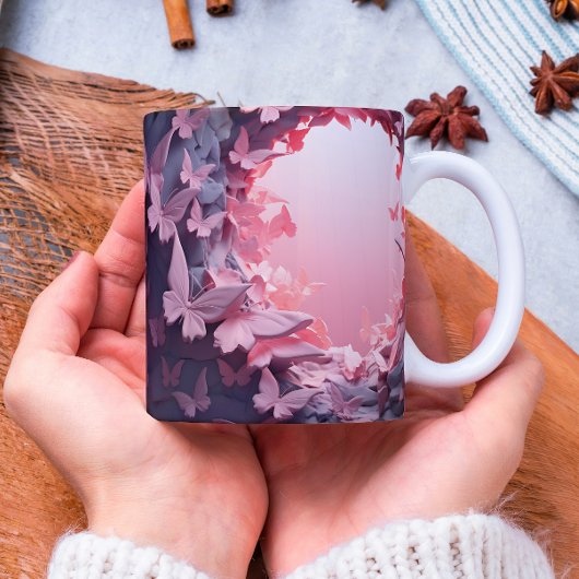 エレガンスのフラッタ：3Dバタフライコーヒーマグ ツートーンマグカップ