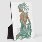 エレガンスの垣間見る：グリーンバックレスドレスデザイン フォトプラーク (側面)