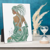 エレガンスの垣間見る：グリーンバックレスドレスデザイン フォトプラーク (側面)