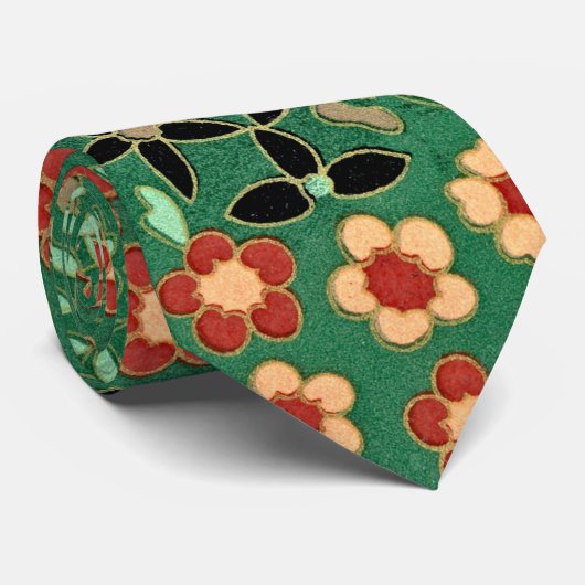 エレガンスの花:緑の日本のフローラ ネクタイ (ロール)