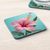 エレガンスの赤面：ピンクのハイビスカス放射能 コースター (左側)
