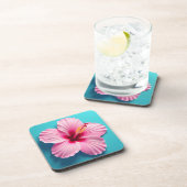 エレガンスの赤面：ピンクのハイビスカス放射能 コースター (右側)