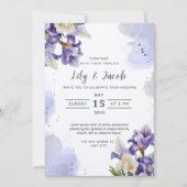 エレガンスの開花 – 水彩アイリス 招待状 (正面)