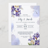 エレガンスの開花 – 水彩アイリス 招待状 (正面/裏面)