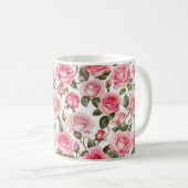 エレガンスはこの美しい開花マグカップとバラにある コーヒーマグカップ (正面右)