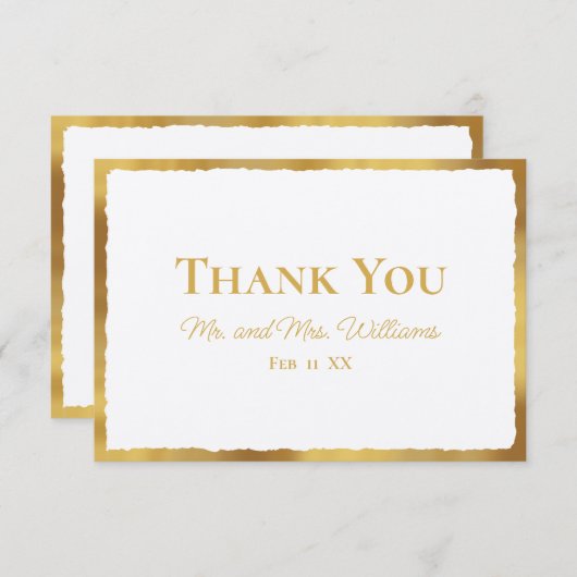 エレガンスはっきりしたルクス金ゴールドエッジ結婚ズ サンキューカード (正面/裏面)