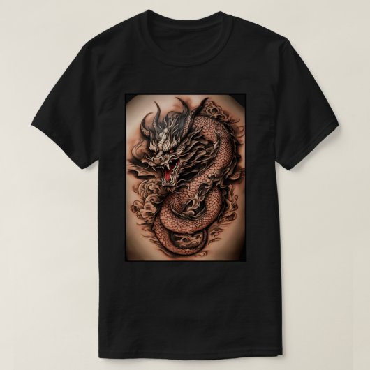 "エレガンスはっきりした：ケルト色ブラックグレードラゴンタトゥー" Tシャツ (デザイン正面)