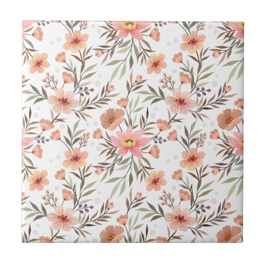 エレガンスを受け入れる：ピンクボホフローラ タイル (正面)