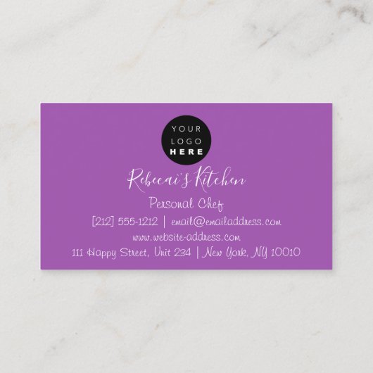 エレガンスを料理で味わうパーソナルシェフ 名刺 (裏面)