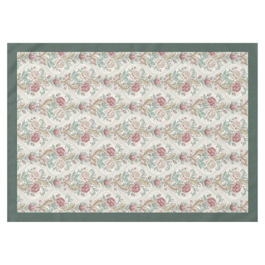 エレガンスアンフルズ：ヴィンテージフローラダマスクテーブルクロス テーブルクロス (正面(横))