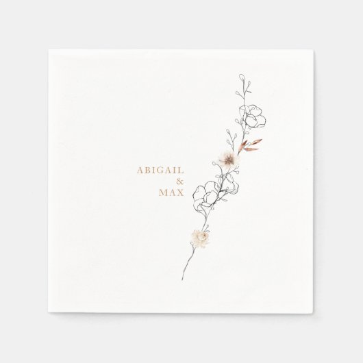 エレガンスインシンプルデリケート結婚ホワイト スタンダードカクテルナプキン (正面)