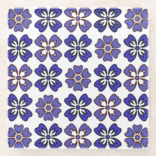 エレガンスインブルー開花コースター ガラスコースター (正面)