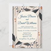 エレガンスインブルー&金ゴールドモダン結婚式招待状 招待状 (正面)