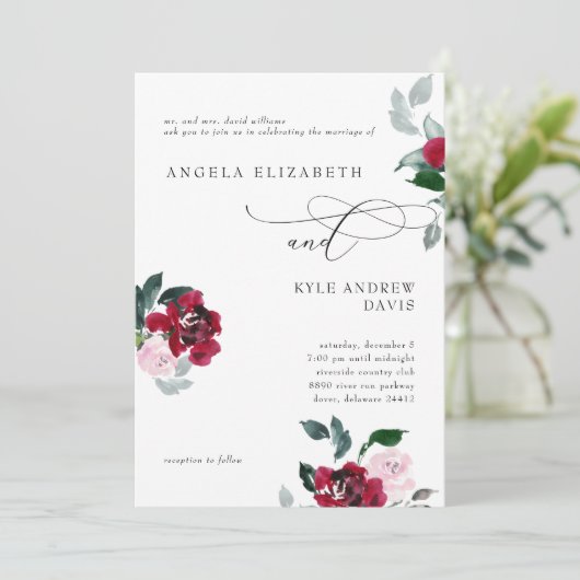 エレガンスインレッドブライド親結婚式招待状 招待状 (スタンド正面)