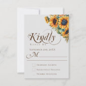 エレガンスウォーターカラーヒマワリ結婚ク書 出欠カード (正面)