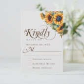 エレガンスウォーターカラーヒマワリ結婚ク書 出欠カード (スタンド正面)