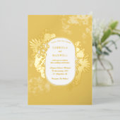 エレガンスエメラルドグリーンと金ゴールド結婚ズ 箔招待状 (立ち正面)