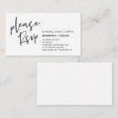 エレガンスカジュアルウェディング招待RSVPリマインダーカード エンクロージャーカード (正面/裏面)