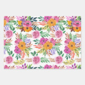 エレガンスカジュアルパープルバライエローフラワーズフローラ ラッピングペーパーシート (正面)