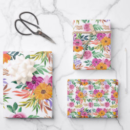 エレガンスカジュアルパープルバライエローフラワーズフローラ ラッピングペーパーシート