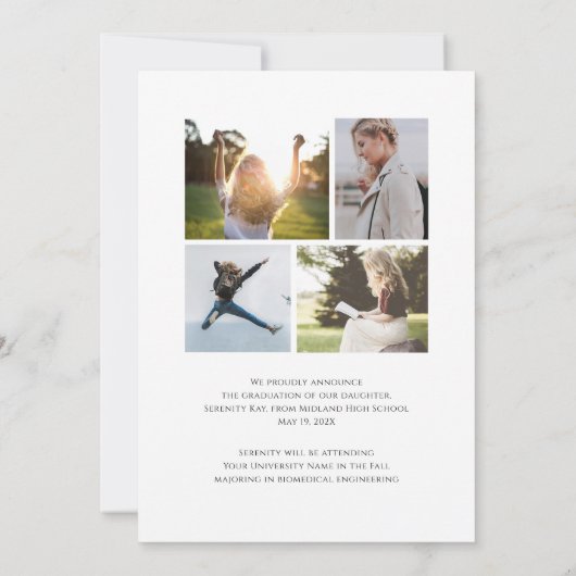 エレガンスクラシックスクリプトの卒業発表 招待状 (裏面)