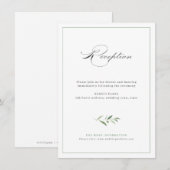 エレガンスクラシックスクリプト緑のウェディングレセプション エンクロージャーカード (正面/裏面)