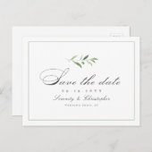 エレガンスクラシックスクリプトGreenery日付アンを保存 案内ポストカード (正面/裏面)