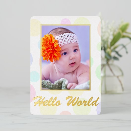 エレガンスクラシックフォトフォイル誕生の発表 箔招待状 (立ち正面)