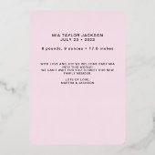 エレガンスクラシックフォトフォイル誕生の発表 箔招待状 (裏面)