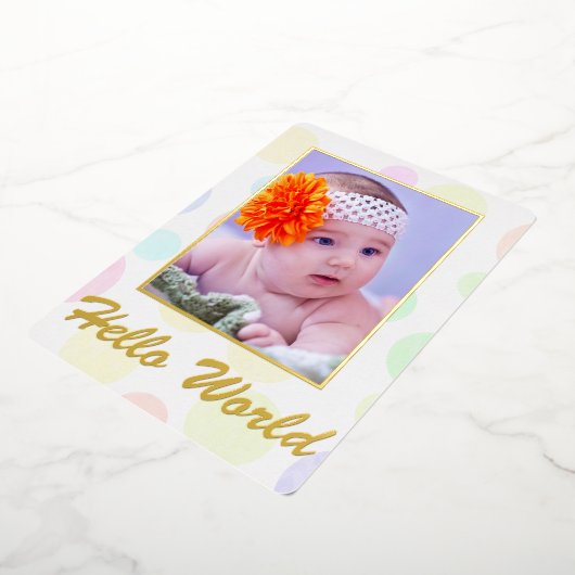 エレガンスクラシックフォトフォイル誕生の発表 箔招待状 (回転した状態)