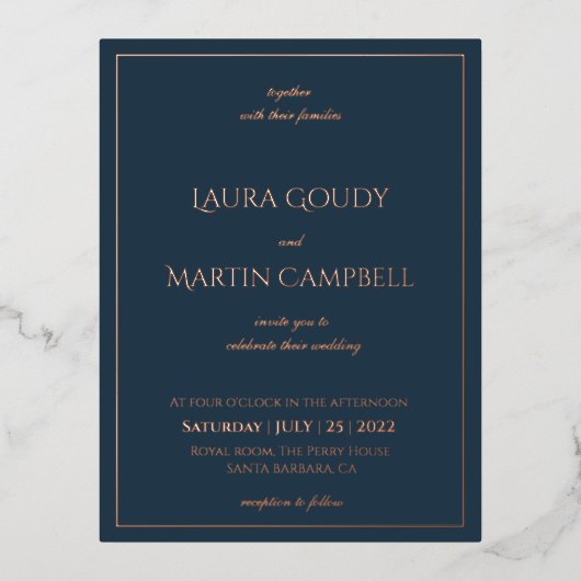 エレガンスクラシック文字基実在箔招待状 箔シーズンポストカード (正面)