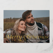 エレガンスクラシック金ゴールドメリークリスマスホリデーカード 箔招待状 (正面)