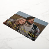 エレガンスクラシック金ゴールドメリークリスマスホリデーカード 箔招待状 (回転した状態)