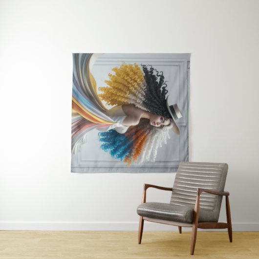 エレガンスコントラスト縮毛女性タペストリー タペストリー (インサイチュ(横))