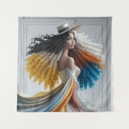 エレガンスコントラスト縮毛女性タペストリー タペストリー