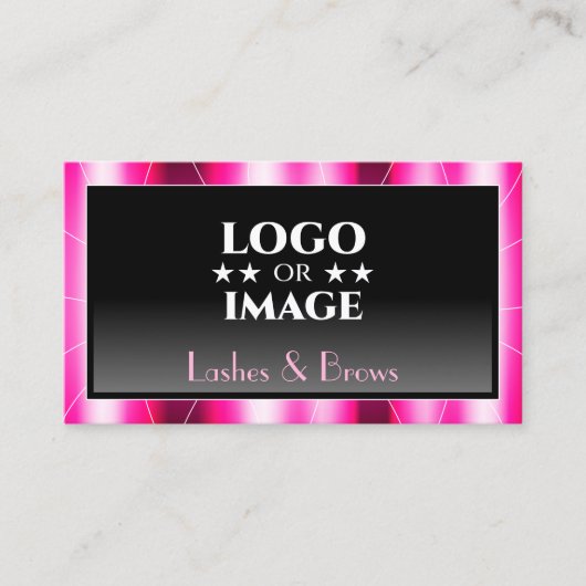 エレガンスシメリーピンク黒グラデーションとロゴ 名刺 (正面)