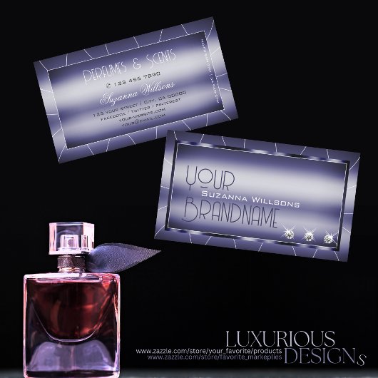 エレガンスシメリーブルースタイリッシュノーブルとダイヤモンド 名刺