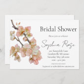 エレガンスシンプルオレンジフローラグリーンブライダルシャワー 招待状 (正面/裏面)