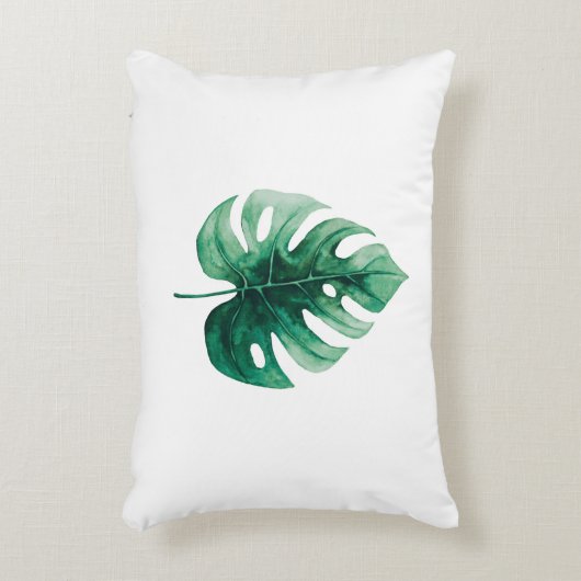 エレガンスシンプルトロピカルグリーンモンスターリーフ アクセントクッション (正面(垂直))